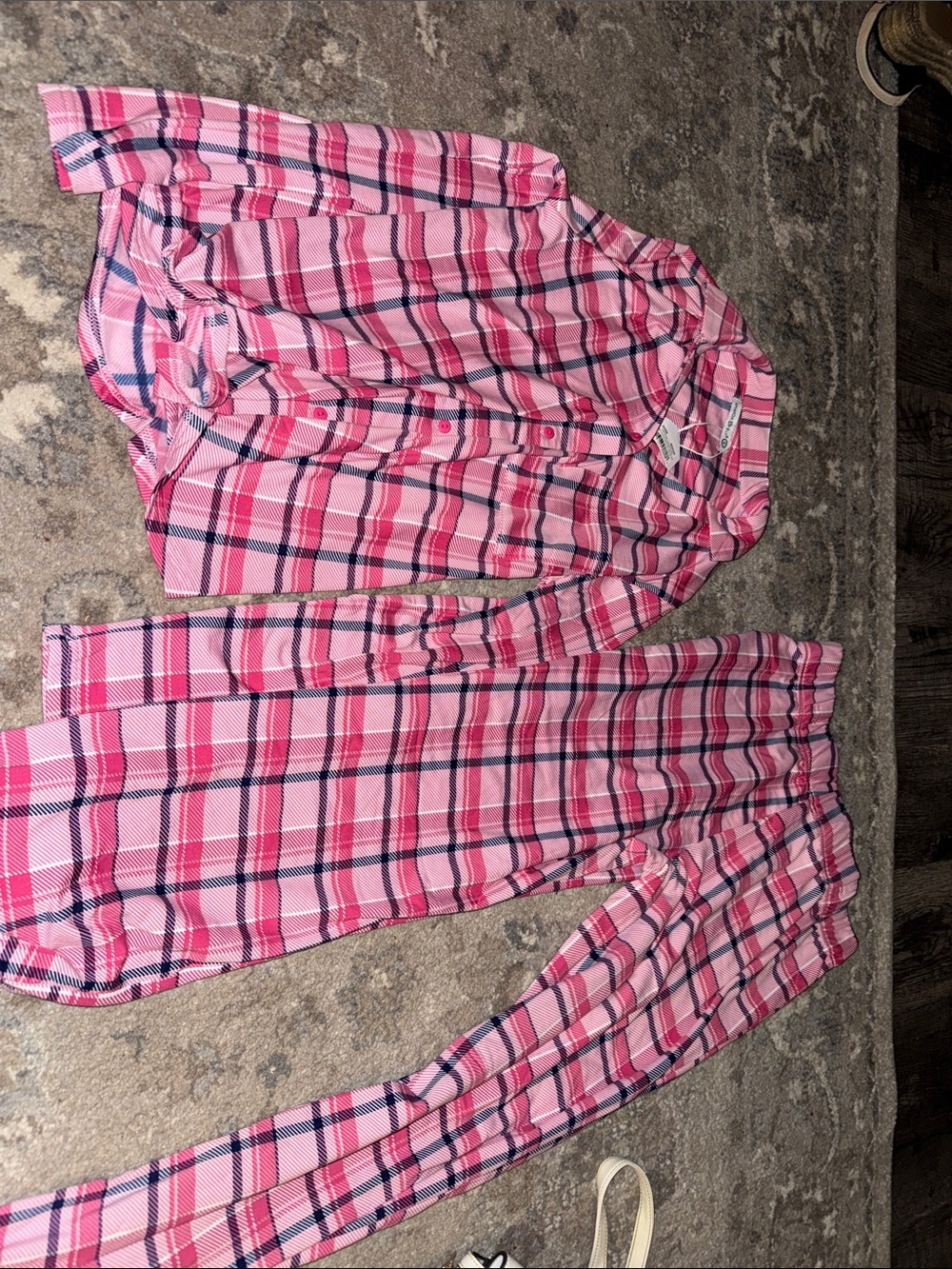 Women's Pink Plaid Two-Piece Pajama Set